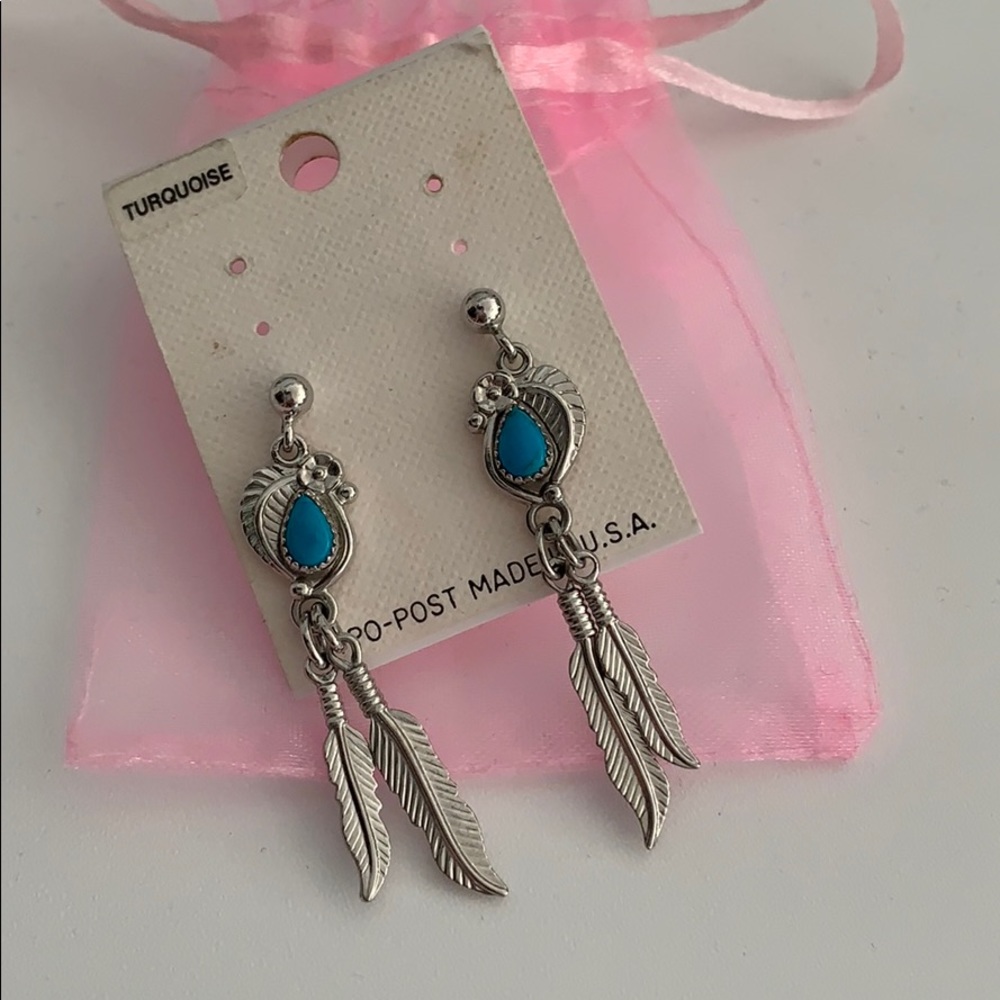 Authentic Turquoise Silver Earrings - image 1